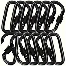 10pcs Aluminum Alloy Outdoor Carabiners, Camping Hiking Keychain, Multi-Purpose Outdoor Keychain Hooks, Suitable For Camping, Hiking, Fishing Gear, Backpacks And Dog Leashes - Travel, Camping Gear And Accessories, Camping Equipment And Supplies, Camping Accessories, Hiking Gear, Backpack Fishing Equipment Accessories, Multi-Function Clips - Black - View 7
