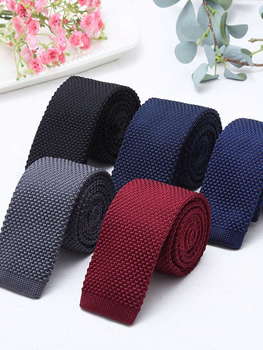 1pc Knitted Flat-Top Necktie, Suitable For Casual, Street, Party And Daily Wear - Multicolor - View 1