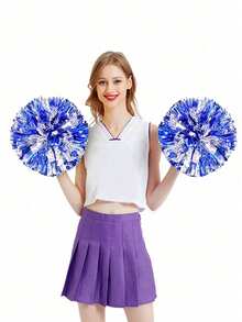 Pompones de animadora, pompones de baile de animadora de 4 dedos con cintas, flores de mano de animadora para eventos deportivos, partidos de fútbol y baloncesto, actuaciones de danza, accesorios de espíritu de equipo, perfectos para festivales y fiestas festivas - Color/estilo aleatorio - Ver 2