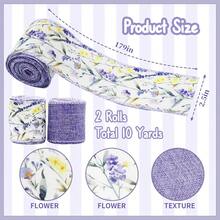 2 Rolls Lavender Wired Edge Ribbon - 2.5 Inch, 5 Yards Each, Spring Summer Lavender Grosgrain Ribbon With Wired Edge For Wedding Decor, Gift Wrapping & DIY Crafts, Mother'S Day Gift,Lavender - Lavender - View 4