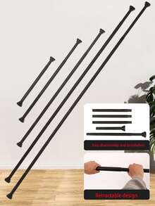 Extra Long Stainless Steel Adjustable Tension Curtain Rod, No Drilling Required For Installation, Suitable For Bathroom, Wardrobe, Laundry Drying - Silver - View 3