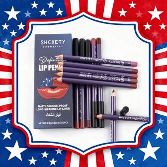 SHCOETY เซ็ตดินสอเขียนขอบปากเนื้อแมท 12 ชิ้น, ติดทนนานและแม่นยำ, เหมาะสำหรับทุกลุคการแต่งหน้า, เครื่องสำอางสำหรับริมฝีปากที่จำเป็นสำหรับการเดินทาง