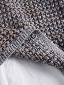 女士几何渐变针织套头毛衣 - 长袖舒适针织衫，适合秋冬季节 | 休闲日常穿着，面料柔软 - 灰織雜 - 查看 7