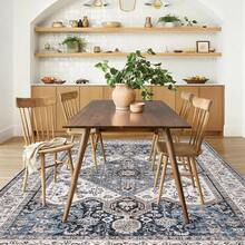 9x12 Area Rugs Living Room - Large Boho Stain-Resistant Rugs With Non-Slip Backing, Vintage Design Bedroom, Beige/Brown, Home Decor Floor - Navy - View 4