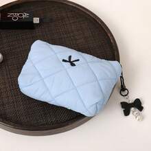 2pcs/Set [Makeup Bag + Bow Decor] Size: 5.5in*3.94in Small Lipstick Makeup Bag/Coin Purse, Cable & Earphone Storage Pouch - Pink - View 11