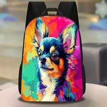 1pc, Cartoon Style Dog Backpack, Large Capacity 17inch Casual Backpack With Water Bottle Holder - Lightweight And Durable School Backpack, Autumn Gift, Autumn Home Decoration, Unisex Work Commute Travel Picnic Holiday Birthday Gift, Adjustable Shoulder Straps, Bright Printed Pattern, Suitable For School Backpack, Unique Gift For Family And Friends, Halloween, Father's Day, Christmas, Thanksgiving - Mixed Colors - View 1