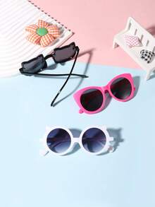 一套3副，适合4-8岁女孩，糖果色可爱猫耳休闲猫眼时尚眼镜，适合假日郊游、节日礼物和派对佩戴。 - 彩色 - 查看 7