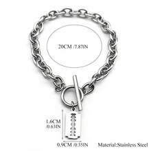 Hip Hop Razor Blade Shape Bracelet For Women Men Stainless Steel Silver Color Pendant Ot Buckle Bracelet Fashion Jewelry - Pendant Bracelet - View 5