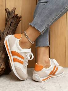 FZY These New 2026 Women's Casual Sneakers Feature Breathable Laces For Easy Slip-On And Slip-Off Without Lifting Your Heels. Ideal For Outdoor Activities, These Shoes Are Perfect For Women Who Prefer A Casual Or Preppy Style, As Well As Runners. They're Perfect For Travel, School, And Hiking. A Must-Have In Every Woman's Wardrobe During Valentine's Day – Elegant Women's Sneakers. A Variety Of Styles Of Women's Casual Sneakers Are Also Available. Stylish And Versatile White Sneakers And Orange Outdoor Sneakers Are Also Available. - 橘色 - 查看 1