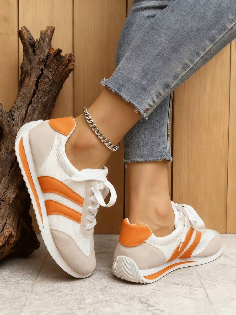 FZY These New 2026 Women's Casual Sneakers Feature Breathable Laces For Easy Slip-On And Slip-Off Without Lifting Your Heels. Ideal For Outdoor Activities, These Shoes Are Perfect For Women Who Prefer A Casual Or Preppy Style, As Well As Runners. They're Perfect For Travel, School, And Hiking. A Must-Have In Every Woman's Wardrobe During Valentine's Day – Elegant Women's Sneakers. A Variety Of Styles Of Women's Casual Sneakers Are Also Available. Stylish And Versatile White Sneakers And Orange Outdoor Sneakers Are Also Available. - 橘色 - 查看 1