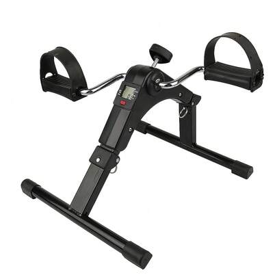 Mini cyclette, attrezzo portatile per l'allenamento dei pedali con schermo LCD, resistenza regolabile, allenatore per braccia e gambe, nero/nero-argento