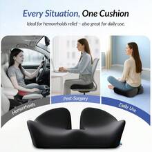 辦公椅坐墊與汽車座椅墊，記憶棉坐墊，適用於辦公椅、電競椅和汽車座椅，長時間久坐舒適，黑色 - 黑色 - 查看 2