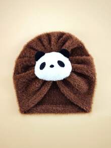 2件套婴儿冬季卡通发带帽+袜子套装，0-6个月，柔软绒面帽袜组合，保暖婴儿头饰套装 - 彩色 - 查看 12