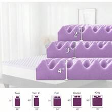 3 Inch Crate Twin Foam Mattress Topper, Cooling Gel Infused Foam Mattress Topper Pressure, CertiPUR - US Certified Twin Bed Topper, Purple, 38 Inch*75 Inch - 3吋+雙胞胎+紫色 - 查看 5