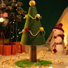 Cat Climbing Frame Christmas Tree Cat Scratching Board Climbing Tree Cat Tree Claw Sharpening Solid Wood Cat Bed Cat Scratching Frame Sisal Cat Scratching Post Cat Claw Board - Green - View 3