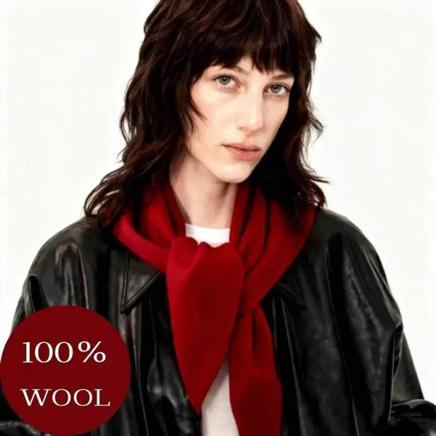 100% Wool Triangular Scarf British Triangle Scarf Niche Triangular Shawl Cashmere Scarves Hijab Winter Warm Knitted Women Scarf - màu đen - Xem 1