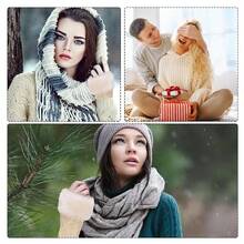 2 Pairs White Furry Fingerless Gloves Soft Fluffy Knitting Thumb Hole Gloves Beige Winter Crochet Arm Warmers Sleeves Faux Fur Wrist Mittens For Women Painting Photographing Typing Writing,Beige - 米色 - 查看 6