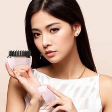 Mini Hair Straightener, Cordless Mini Hair Straightener & Hot Comb 2-In-1,Rechargeable 2000mAh Fast Heating Styling Tool, For Travel & Quick Styling, Perfect Gift For Teens, Students, Travelers, Valentine's Day & Christmas,Pink - Pink - View 4
