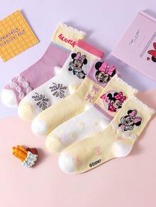 Bộ 10/5 đôi tất xếp ly, tất bong bóng dễ thương kiểu công chúa, tất dài đến bắp chân cho bé gái, tất mùa đông hoạt hình cho bé trai, tất ngắn thoáng khí cho bé và học sinh, tất Disney. - Nhiều màu - Xem 17