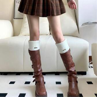 1件装女士优雅加厚冬季保暖腿套 - 中筒保暖腿套，带弹性袜口，纯色（白色、黑色、灰色） - 四季皆宜，保暖舒适，百搭实用，适合休闲和正式场合 - 衣橱必备单品，女士冬季保暖腿套，保暖针织袜套