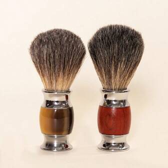 Premium Badger Hair Shaving Brush, Luxury Handmade Wet Shave Badger Hair Shaving Brush With Durable Stainless Steel Base - Men's Luxury Professional Salon Grooming Tool, Soft Bristles, Shaving Accessory For Smooth Facial Hair And Beard Grooming, Perfect Gift For Men