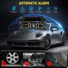 Tyre Pressure Monitoring System Wireless Solar Large Display Tyre Pressure Monitor Tire Pressure Auto Alarm System With 4 External Sensors - Black - View 7