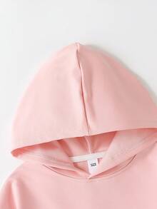 女童休闲设计字母印花运动女童连帽衫女童长袖连帽运动衫 女童秋冬 - 粉色 - 查看 6