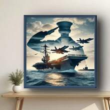 1件装 [11.8*11.8英寸/15.7*15.7英寸] 5D亚克力钻石画套装，航空母舰图案，适合成人初学者DIY马赛克钻石画，全钻手工DIY钻石画，适用于客厅、卧室、办公室墙面装饰，惊喜艺术家居装饰礼物，送给家人和朋友 - 彩色 - 查看 3