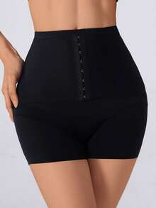 Pantalon sculptant haute taille avec détail de bouton pour femmes, short minceur sans couture pour contrôle du ventre post-partum