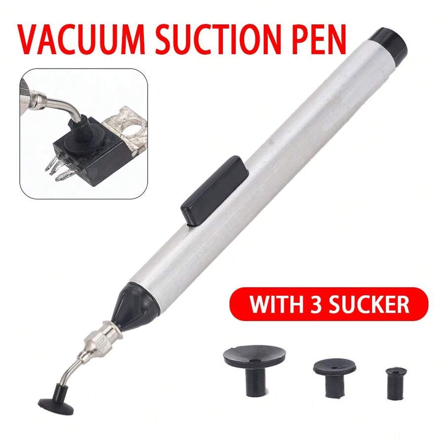 Vacuum Suction Pen Kit IC SMD Vacuum Sucking Suction Pen Remover Sucker Pump Pick Up Tool Desoldering ​Sucking Pen With 3 Nozzle - White - View 1