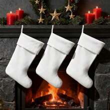 Paquete de 3 medias blancas de Navidad de 18 pulgadas, suaves calcetines de Navidad para Navidad, Navidad, regalo para colgar en la chimenea(default) - Multicolor - Ver 2