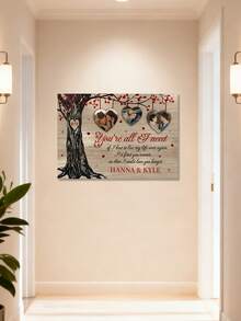 1pc Personalized Customized Photo Tree Hanging Painting, Personalized Tree Branch Love Photo Frame Wall Decoration, Customized Couple Name Wood Grain Mural, Customized Text Photo Decoration Painting, Couple Romantic Anniversary Gift, Valentine'S Day Wedding Anniversary Gift, Customized Gift - Multicolor - View 2