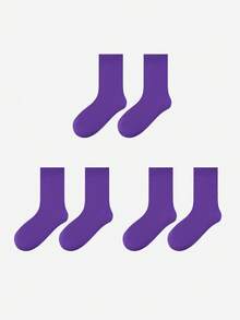 LUVLETTE 1雙女士休閒商務日常穿著寬鬆襪，戶外步行旅行百搭，秋季襪 - 紫色 - 查看 12