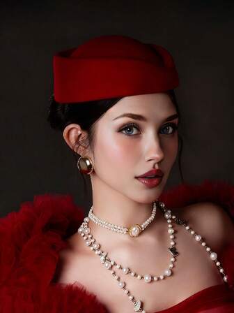 1顶女士毡帽，搭配同款平顶迷你头饰，法式空姐风格，新娘头饰，适合户外及日常佩戴