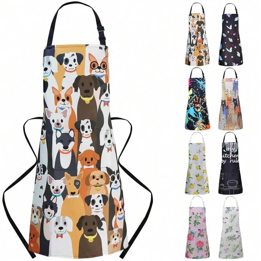 ZiQilin Adjustable Waterproof Kitchen Apron For Women With 2 Pockets CooFKing Chef Apron Gardening Funny BBQ Aprons For Men,CuteAnimalApron–Dog - CuteAnimalApron–Dog - View 1