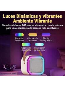 Mini máquina de karaoke , altavoz Bluetooth portátil con 2 micrófonos inalámbricos - Rosa - Ver 7