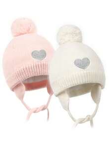 1 chiếc mũ len cho bé gái, có quả bông bảo vệ tai, lớp lót giữ ấm, mũ len mùa đông, mũ beanie cho trẻ sơ sinh. - 1PC - Xem 14