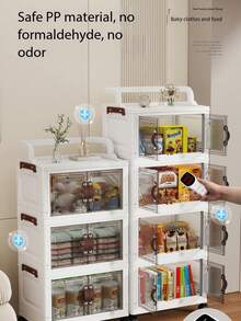 1pc Foldable Storage Box, Multi-Tier Storage Rack Utility Cart, Kitchen Storage Organizer Rack, Cutlery Storage Cabinet, Kitchen Storage Organizer Rack, Wardrobe Storage Box, Portable Plastic Wardrobe, Wardrobe Divider Storage, Portable Storage Cart, Food Service Utility Cart