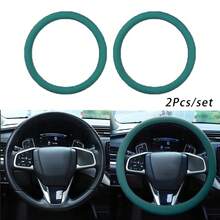 2 Pcs Ultra-Thin Non-Slip Car Steering Wheel Covers, Silicone Steering Wheel Protectors, Universal Steering Wheel Covers, Car Steering Wheel Protectors - 墨綠色 - 查看 9