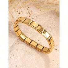 Valentine's Day1pc Fashionable Punk Style Square Elastic Splicing Bracelet Choice Women Wife Girlfriend Close Friends - Bracelet - View 12