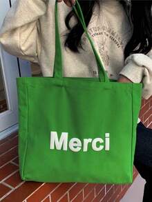 Girls' Pink Large Capacity Multi-Function Cute Student Canvas Shoulder Bag, Exclusive Summer Creative Design - Green - View 3