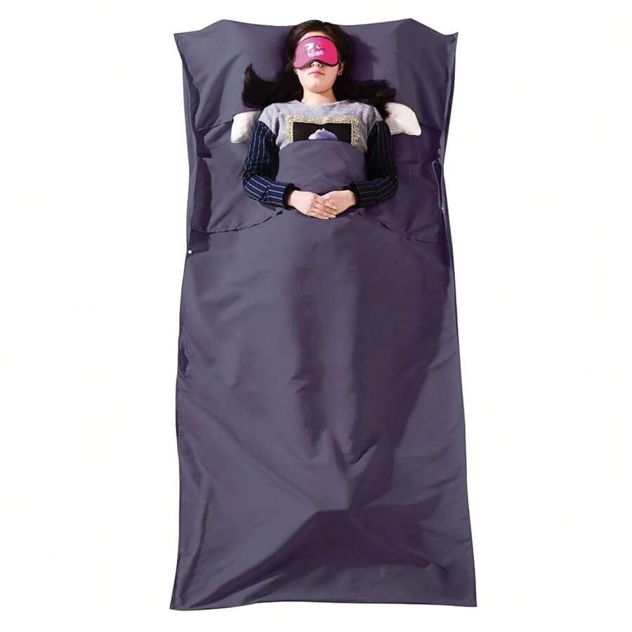 TRIWONDER Sleeping Bag Liner Cotton Camping Travel Sheet Sleep Sack Adult For Hostels Outdoor Picnic Planes Trains,M-47x82.6inch,01DeepPurple - 01Màu tím đậm - Xem 1