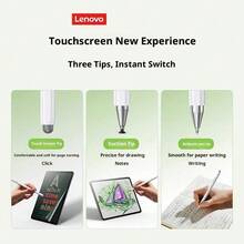 Lenovo BP28 Magnetic Stylus Pen: 3-In-1 Universal, High Sensitivity, Pixel-Level Positioning, Replaceable Tip, Suitable For Handwriting Creation On Tablets And Phones - White - View 2