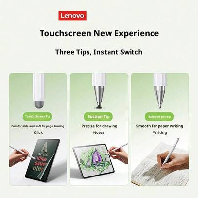 Lenovo BP28 Magnetic Stylus Pen: 3-In-1 Universal, High Sensitivity, Pixel-Level Positioning, Replaceable Tip, Suitable For Handwriting Creation On Tablets And Phones