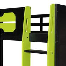 MERAX Twin Size Wood Loft Bed With Desk, Multi-Storage Shelves And RGB Light, Green - màu xanh lá - Xem 10