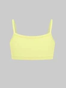 6pcs Random Color Girls Casual Comfortable Single Layer Camisole Bras, Solid Color Minimalist Sweet Teenager Seamless Breathable Sports Bras