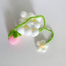Handmade Strawberry Car Ornament - A Red And White Fruit Decoration With Green Leaves. Can Be Used As A Crochet Bookmark, Bag Charm, Or Home/Car Decoration. A Lovely Kitchen Or Car Accessory, A Gift For Women, A Strawberry Decoration, A Home Decor, Full Of Imaginative Design, Fine Stitches, Suitable For Diy Enthusiasts, Soft Yarn, Perfect For Craft Lovers. - Multicolor - View 11