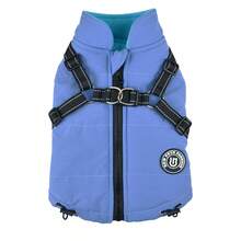Pakaian Anjing Musim Gugur/Dingin, Harness Reflektif, Desain Resleting Belakang, Pakaian Hewan Peliharaan, Jaket Hangat, Ekor Dapat Diatur, Cocok untuk Anjing Kecil - Biru Muda - Baby Blue - View 11