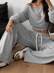 Women's Outdoor Casual Pants, High Street Fashion Sports Straight Breathable Sweatpants, Suitable For All Seasons - Light Grey - View 2