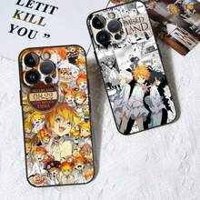 Funda de teléfono negra compatible con The Promised Neverland para Apple 12, 11, 8, 7, 6, 6S, XS, XR, X, SE, Mini, Plus, Pro, Max. Funda compatible con iPhone 17 Pro Max, 17 Pro, 17, 16 Pro Max - 097HA2901HSE - Ver 8